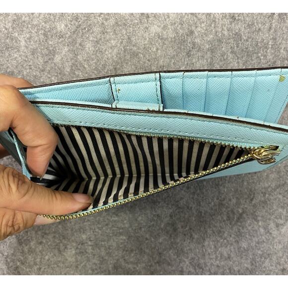 Kate Spade Wallet Large Blue Leather Madison Slim Bifold Saffiano - Picture 10 of 10